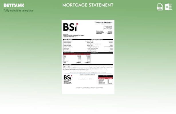 модерен стил Монако BSI Монако изјава за хипотека Шаблон за Word и PDF